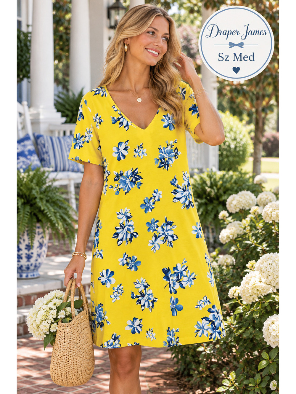 Draper James | M | Yellow Floral Tee Dress